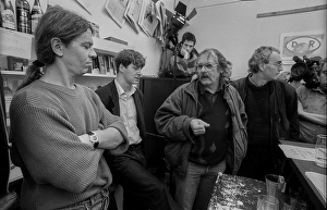 Germany, Berlin, 28 January 1992, Opening of the Matthias Domaschk Memorial Library, (in the Environmental Library), (from left to right) Michael Curs, David Gill / Press Spokesman of the Gauck Authority, Gerhard Poppe, Europe