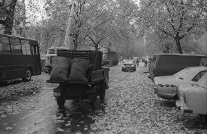 Germany, Berlin, 30. 10. 1990, coal vehicle in autumn