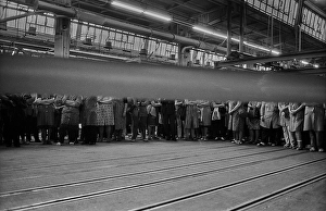 Germany, Kahla, 20.12.1991, Kahla porcelain factory, workforce, works meeting, Europe
