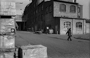 Germany, Kahla, 20.12.1991, Porzellanwerk Kahla, factory yard, packed porcelain, Europe