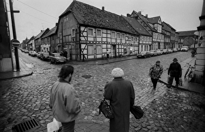 Germany, Sternberg, 12.01.1992, Street scene in Sternberg / Mecklenburg, Europe