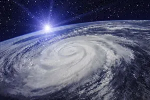 Giant cyclone on the planet Earth due to the global warming that will cause an increase in temperature and rainfall