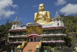 Giant Golden Buddha statue at Dambulla cave temple complex