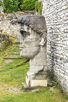 Giant sculpture head of Roman emperor Constantine the First (272-337 AD)