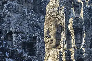 Giant stone-carved face of the Bodhisattva Lokeshvara