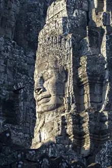 Giant stone-carved face of the Bodhisattva Lokeshvara