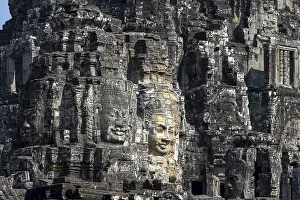 Giant stone-carved faces of the Bodhisattva Lokeshvara