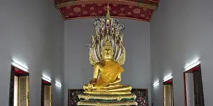Category Buddhism Prints: Gilded Buddha statue, Bhumispara-mudra