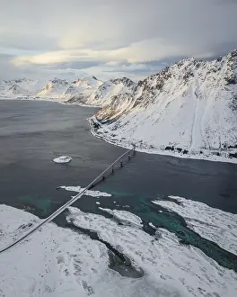 Gimsoystraumen Bridge in Winter