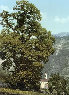 Giornico, church and waterfall, St