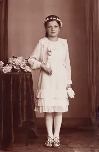 Girl at her First Communion, historic photograph
