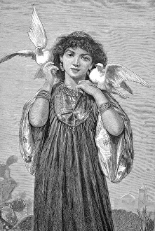 Girl with White Doves from the Banks of the Nile