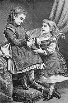 Two Girls Playing the Finger Game Take Off with a Thread