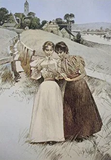 Two Girls Reading a Love Letter Together