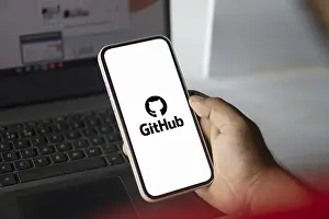Category Historic EN Prints: github logo is displayed on smartphone