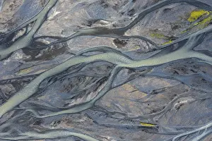 Glacial river from above, aerial view
