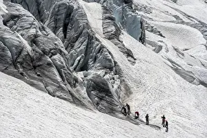 Glacier course, crevasses on the Glacier du Tour