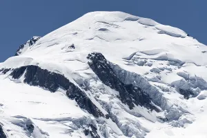 Glacier des Bossons, summit of Mont Blanc with glacier