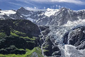 Glacier Grindelwald-Fieschergletscher and summit of Walcherhorn