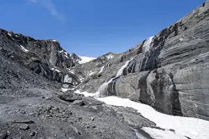 Glacier Ice and Waterfall, Worthington Glacier