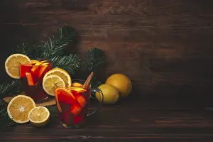Two glass cups with punch, Christmassy