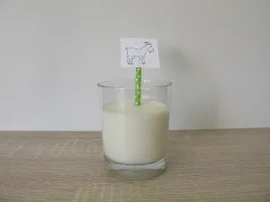 A glass of fresh goat's milk<br> A glass of fresh goat's milk