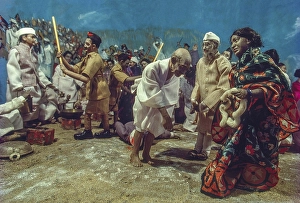 Glimpses of mahatma gandhi break the nefarious salt law, india, asia