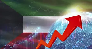 Global financial growth with Kuwait flag