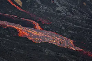 Glowing lava, lava flow, lava field