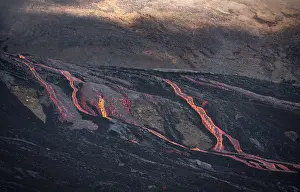 Glowing lava, lava flow, lava field