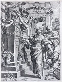 Goddess Flora, copperplate engraving