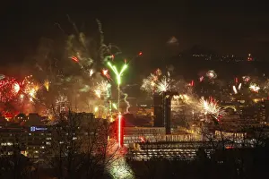 Goeppingen with the Hohenstaufen in the background for the New Year's Eve fireworks 2023<br>Goeppingen with