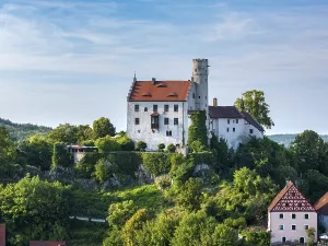 Goessweinstein with castle and half-timbered houses