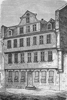 Goethe House in Frankfurt am Main, Grosser Hirschgraben, birthplace, journey, Hesse, Germany, historical illustration 1885, Europe