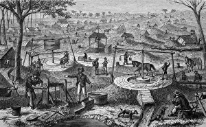 Gold mining in Australia, historical illustration