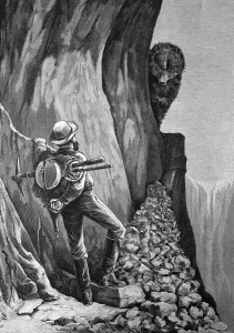 Gold seeker encountering a bear