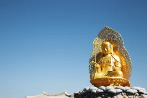 Golden buddha statue at Haedong Yonggungsa Temple in Busan