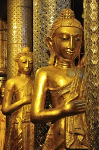 Category Buddhism Prints: Golden Buddha statues, Shwedagon Pagoda