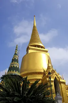 Golden chedi stupa at Wat Phra Kaew Temple of the Emerald Buddha Bangkok Thailand