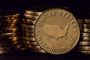 Golden Coin with Map of United States