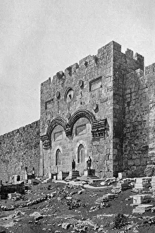 The Golden Gate of Jerusalem, Arab tombs in the foreground