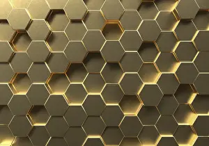 Golden hexagon honeycomb movement background