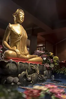 The golden statue of Buddha in Buddhist monastery