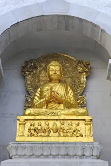 Framed Print : Golden statue of lord Gautam Buddha