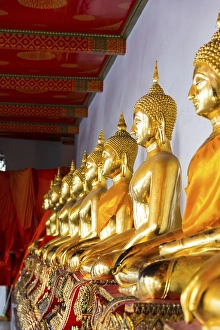 Category Buddhism Prints: Golden statues of Buddha in Wat Po temple