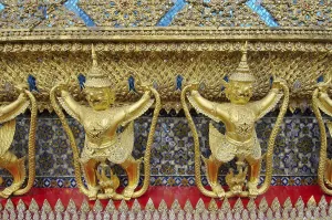 Golden statues, Garuda with Nagas