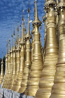 Golden stupas of Shwe Inn Thein Pagoda near Inthein (Indein)