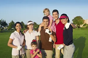 Category Historic EN Prints: Golf course group of friends people with children posing standing