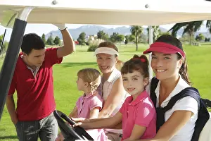 Category Historic EN Prints: Golf course mothers and daughters in buggy talking father