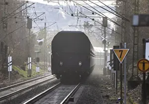 Goods train travelling on the winding Schuster Railway